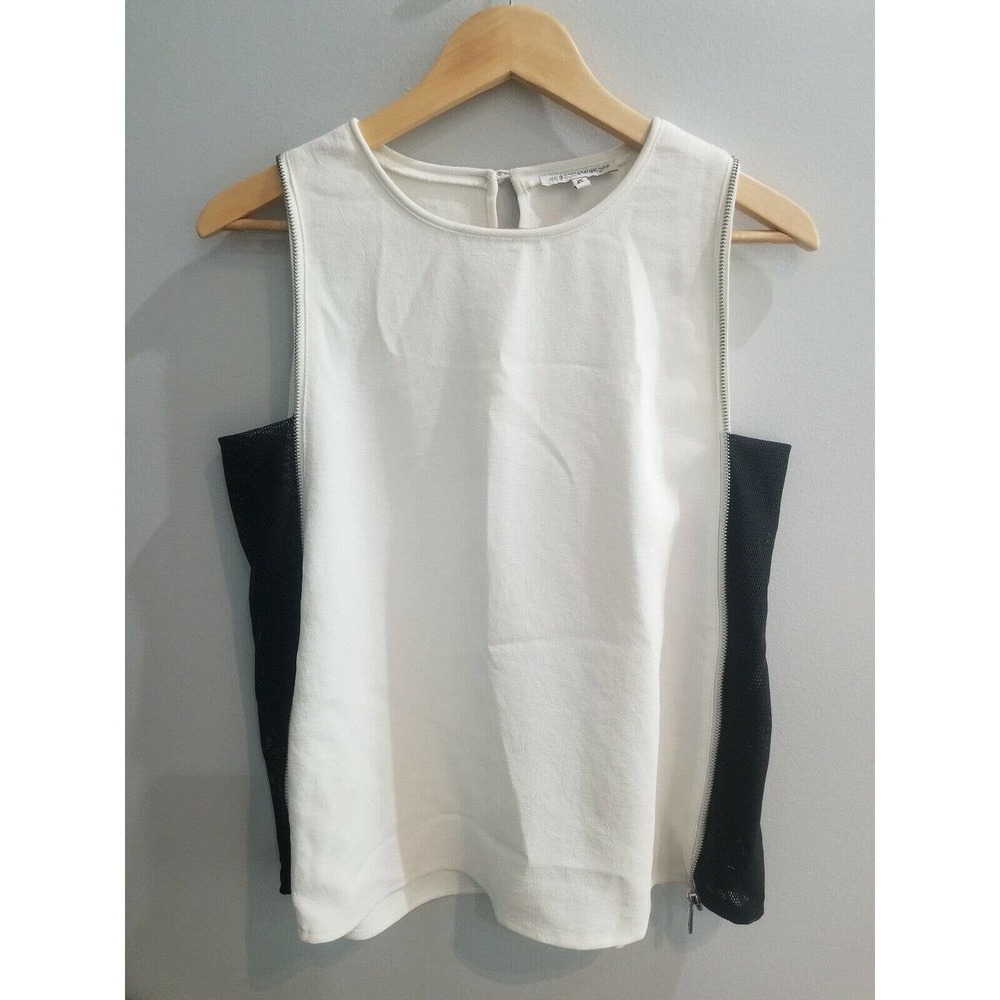 REBECCA MINKOFF MESH TOP OFF WHITE "AVENIDA" TOP ZIPPER XS - Picture 9 of 14